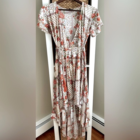 Vtg Cottage-Coquette Floral High Low Midi Wrap Dress (EUC) - Picture 8 of 8